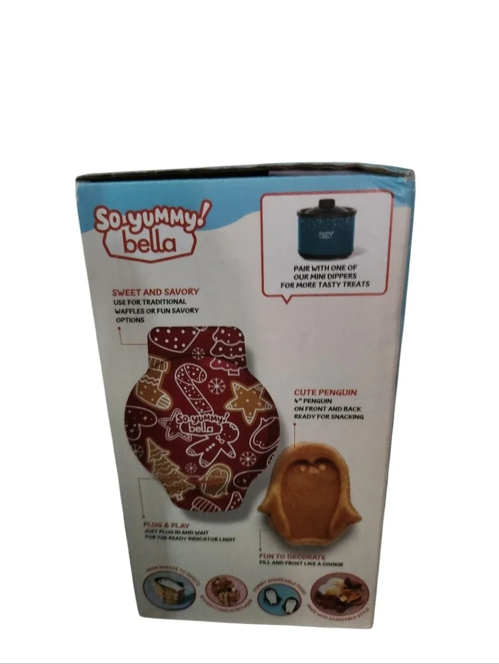 So Yummy Bella Mini Waffle Maker - Red Pattern